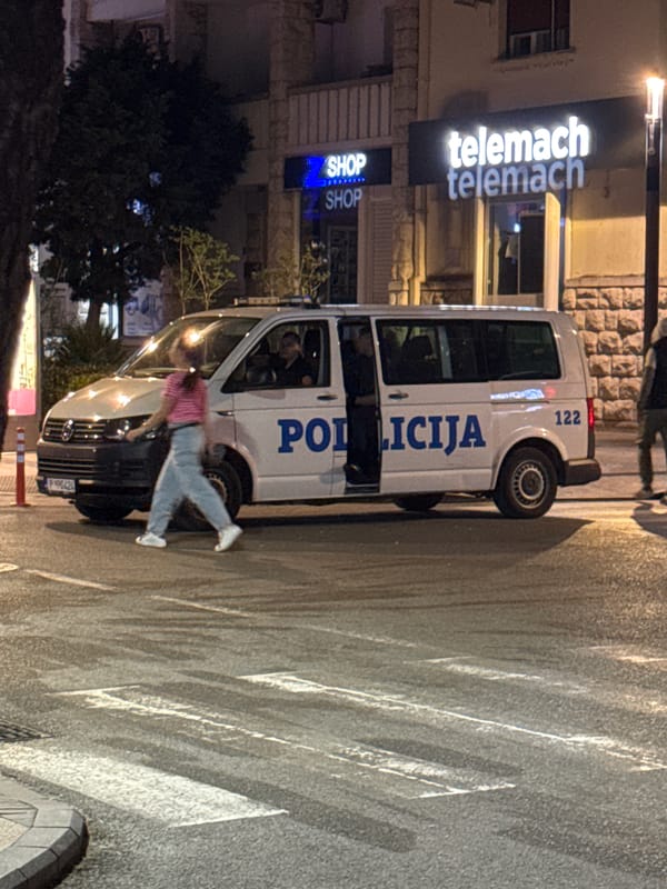 Police monitor nighttime concert in Podgorica, Montenegro
