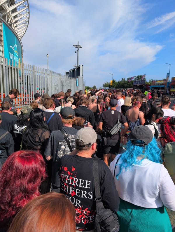 My Chemical Romance fans wait outside Wembley Stadium