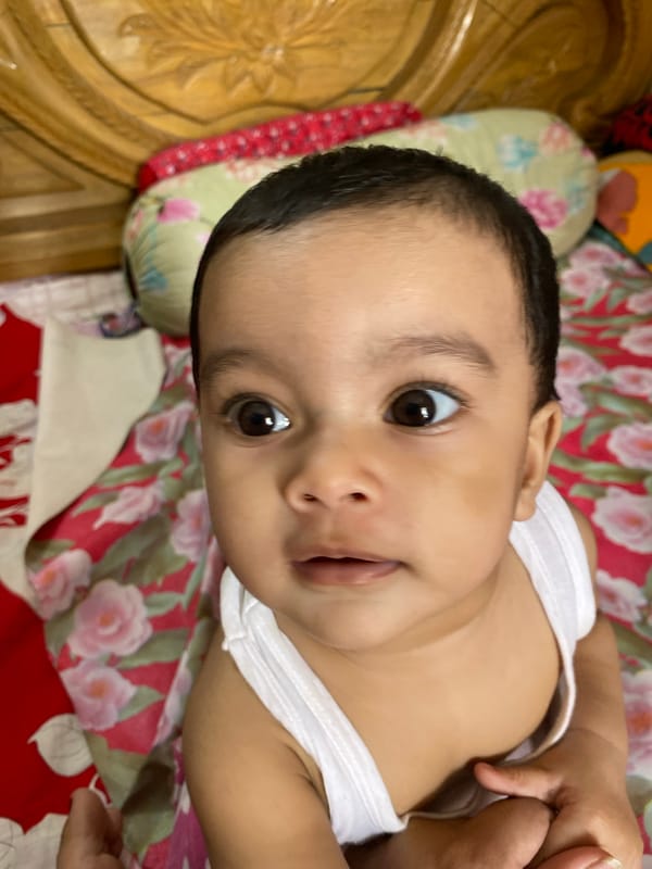 Baby observed on floral bed in Dhaka morning