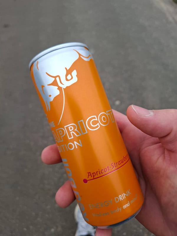 Person holds Red Bull energy drink in Samokov