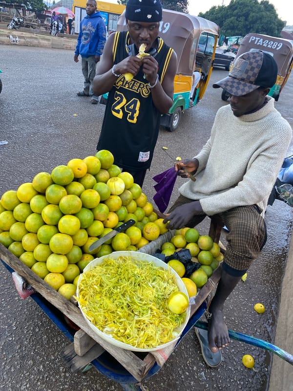 Roadside market activity in Bukuru, Nigeria