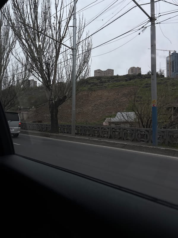 Street view captured from car in Yerevan, Armenia