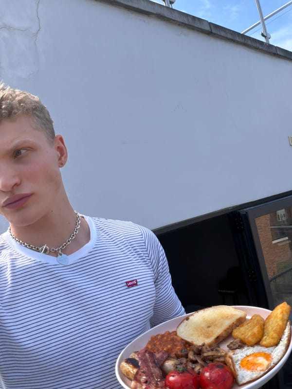 London resident enjoys traditional full English breakfast Saturday morning