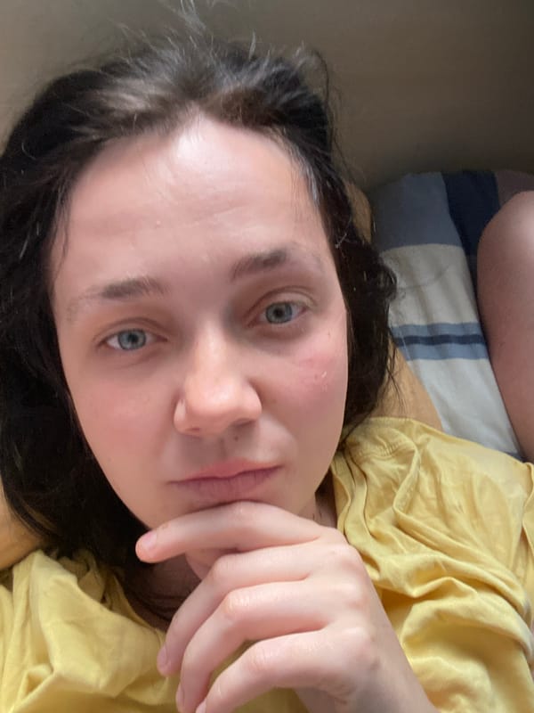 Casual bed selfies in a yellow t-shirt, multiple angles