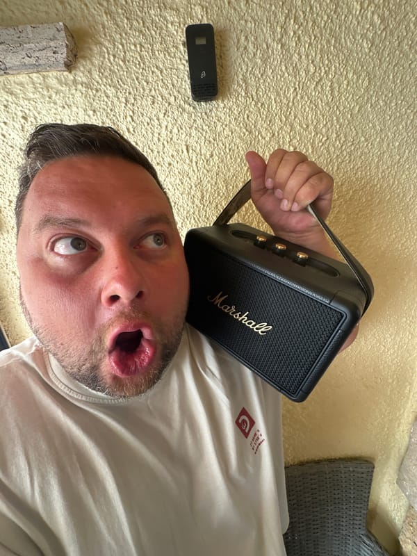 Man documents music challenge with speaker selfies in Spanish coastal town