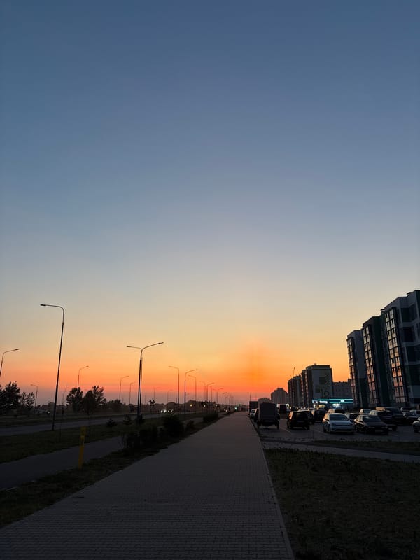 Sunset fading to dusk over Brest, Belarus
