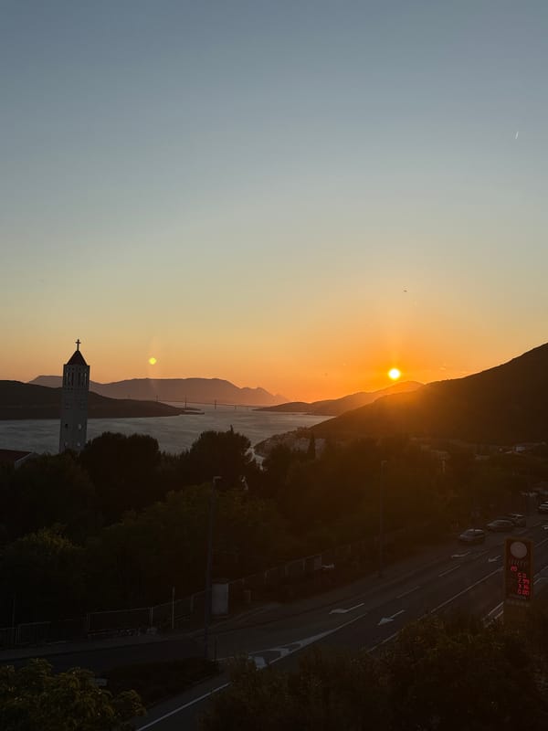 Sunset views documented across Neum's Adriatic coastline