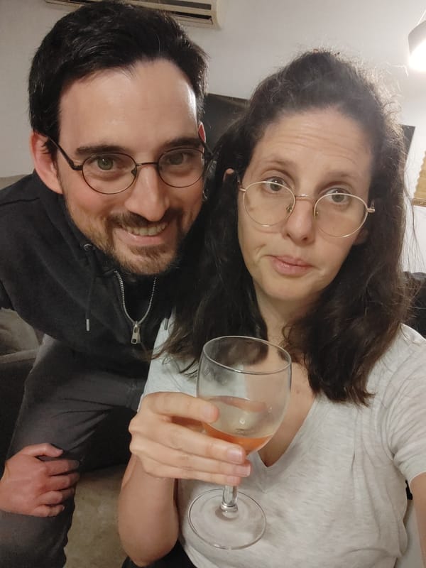 Couple takes selfie with wine in Raanana