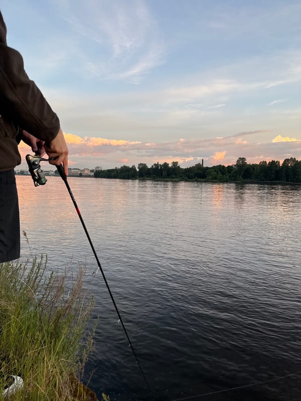 Fishing at dusk on the St. Petersburg outskirts