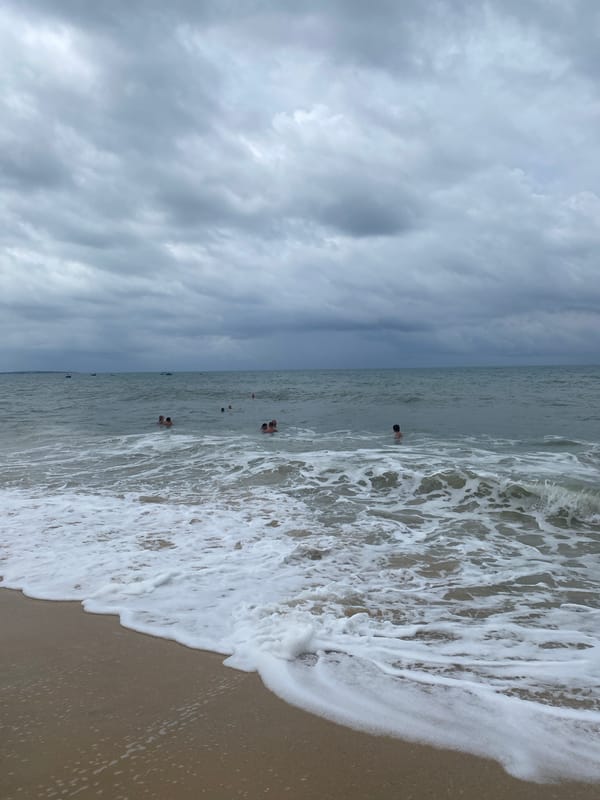Overcast morning beach scenes captured in Vietnam coastal area