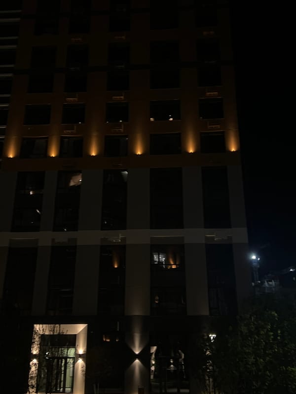 Evening construction activity illuminates Astana cityscape