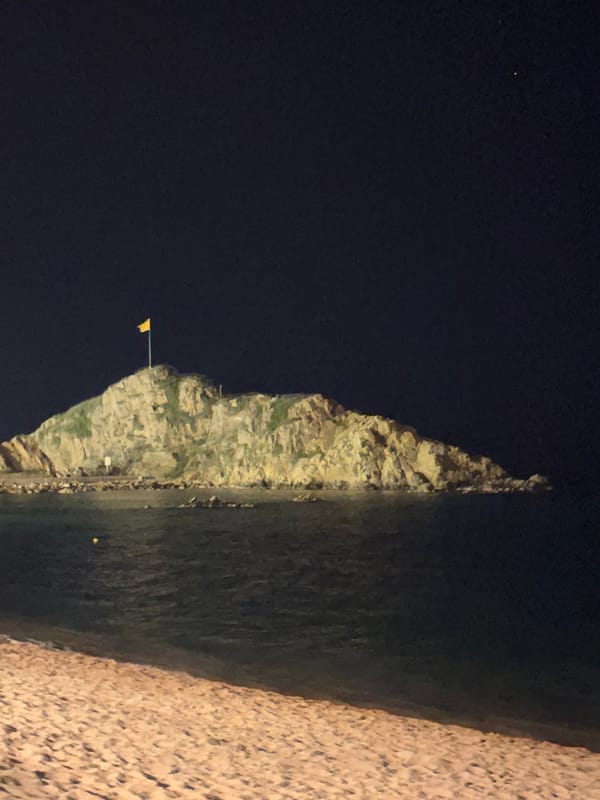 Nighttime scenes captured across Blanes coastal town, Spain