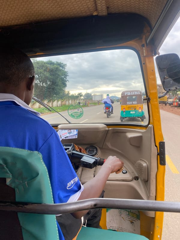 Keke napep traffic and street life in Rafin Par, Nigeria