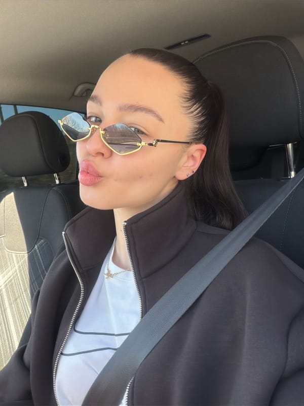 Woman in sunglasses photographed in car near Pernik, Bulgaria