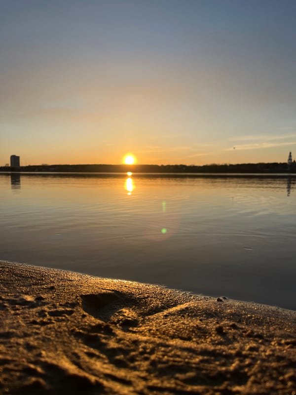 Golden hour captured along Kama River in Perm, Russia