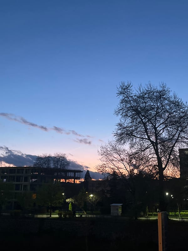 Dusk sunset documented across Blagoevgrad with colorful skies