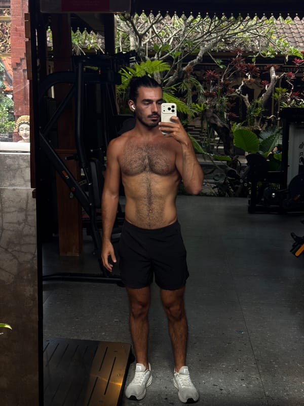 North Kuta koi pond and gym selfie captured early morning