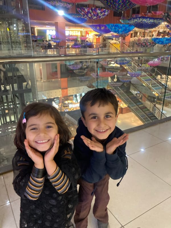 Children photographed at Quetta shopping mall during evening visit