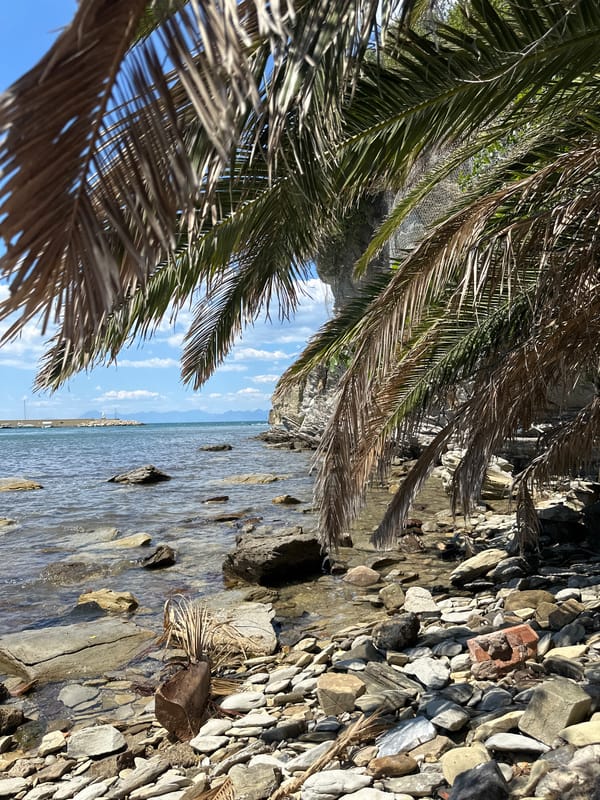 Rocky coastline documented in Agropoli, Italy overlooking Tyrrhenian Sea
