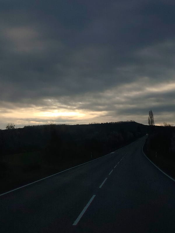 Empty curved road photographed in Kesarevo, Bulgaria