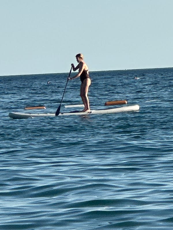 Parasailing and paddleboarding off the Boreti coast