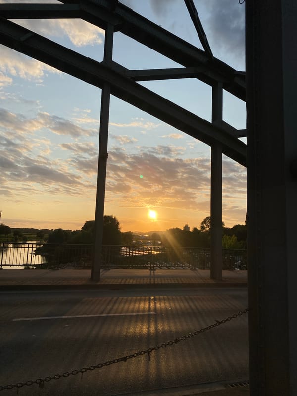 Sunset evening along the Weser River in Rinteln