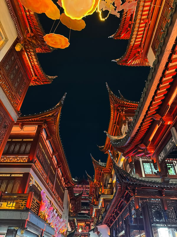 Traditional architecture captured at Shanghai's Yu Garden at night