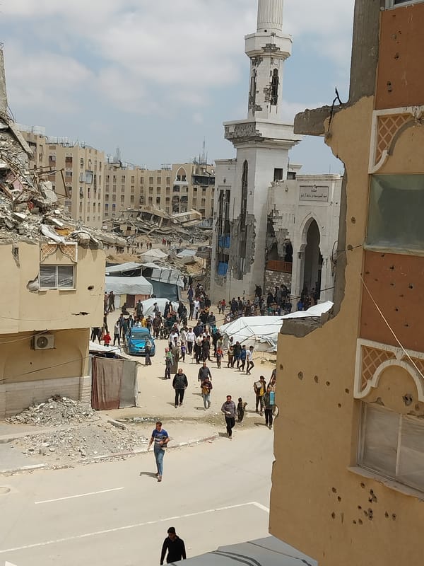 Outdoor prayers held at damaged Khan Yunis mosque
