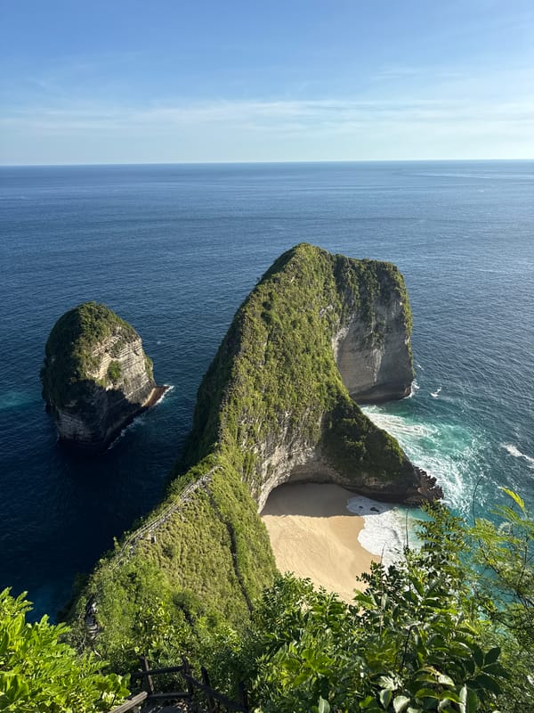 Tourists visit iconic Kelingking Beach viewpoint on Nusa Penida