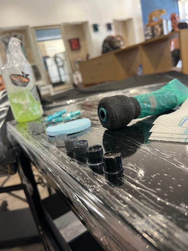 Tattoo equipment prepared for session in Sofia