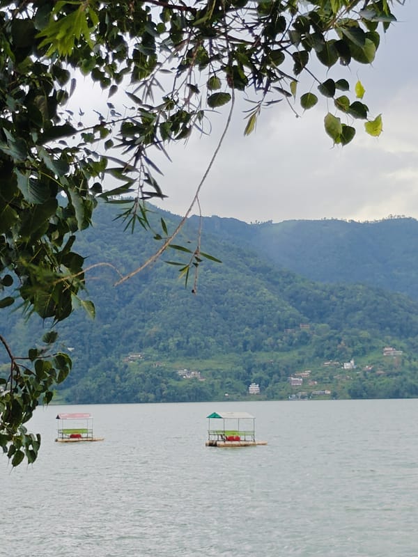 Pokhara's Lakeside on a cloudy July morning