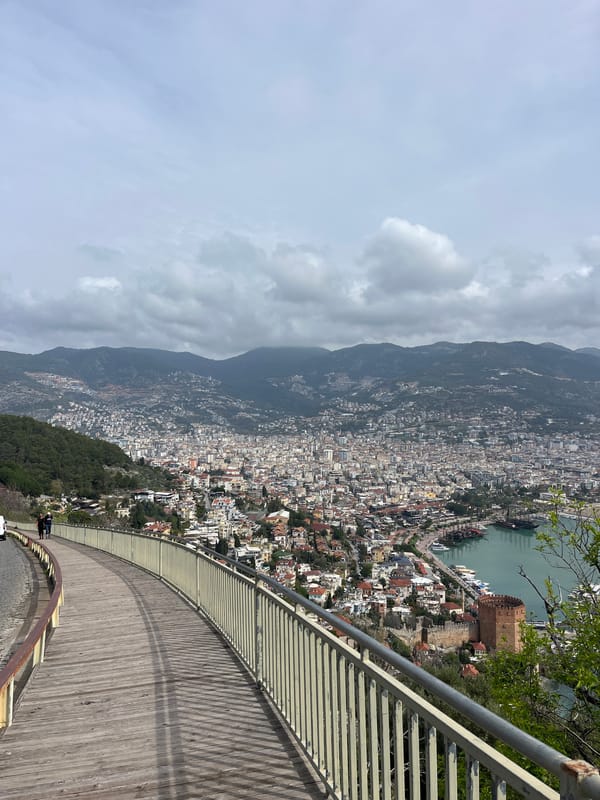 Tourist documents sweeping views of Alanya's coastal landscape