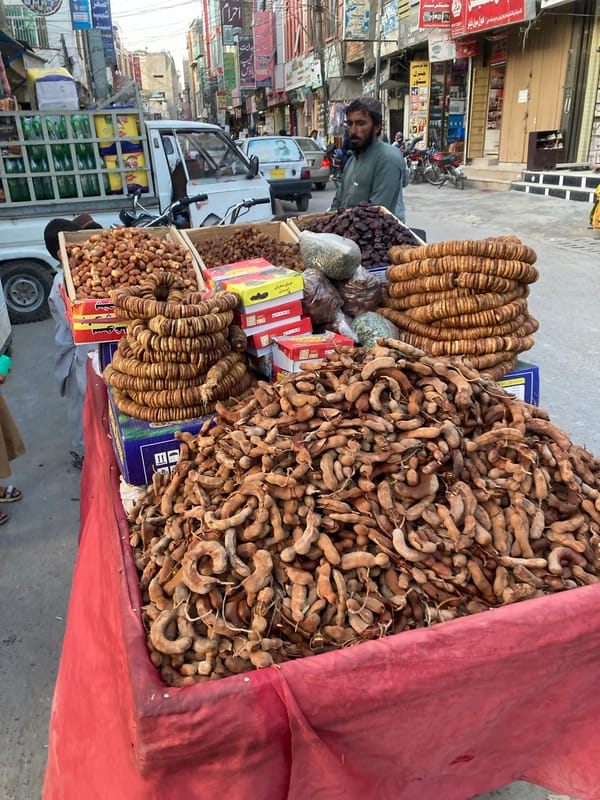 Street vendors sell dried fruits in Quetta, Pakistan