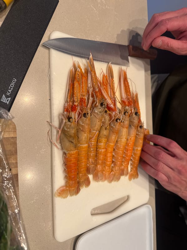 Langoustine preparation captured in Amsterdam kitchen