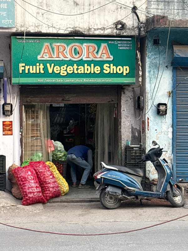 Local fruit shop spotted in Rishikesh's Tapovan area