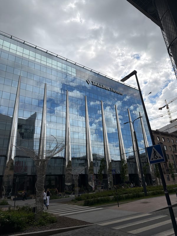 Morning stroll through Tallinn's city centre, construction and commerce