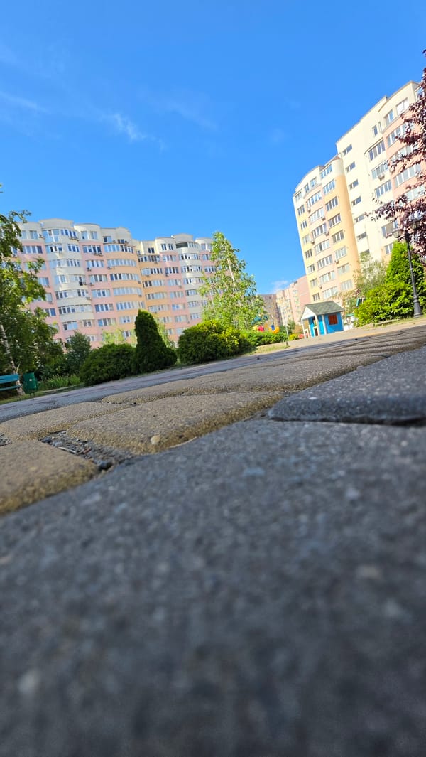 Afternoon at a residential complex, inside and out