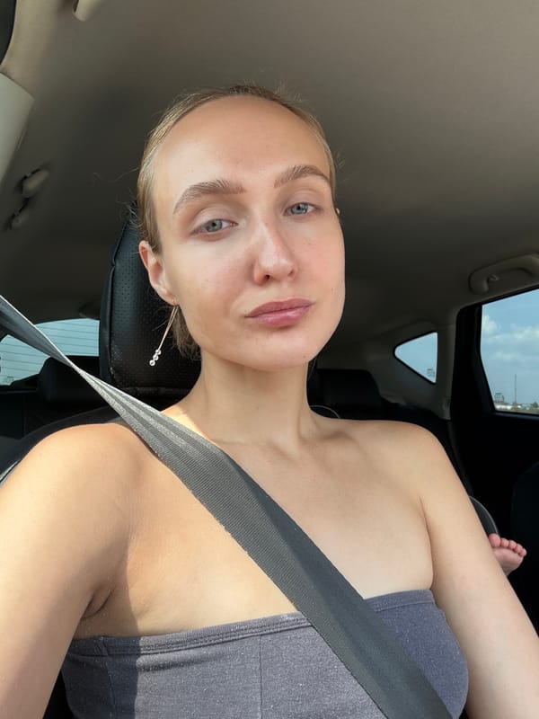 Close-up car selfie session in Pirogovo, Russia