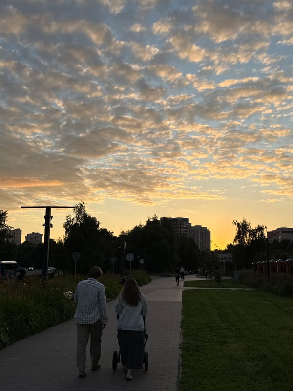 Moscow churches and parkways at golden hour