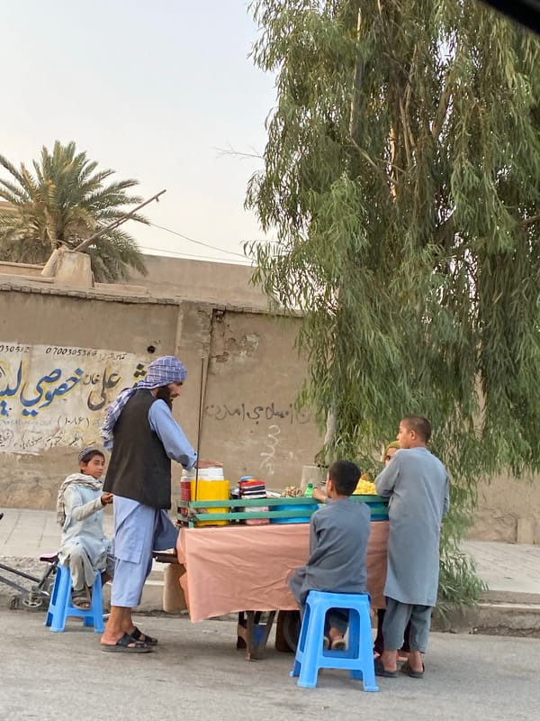 Kandahar street markets and urban activity, midday