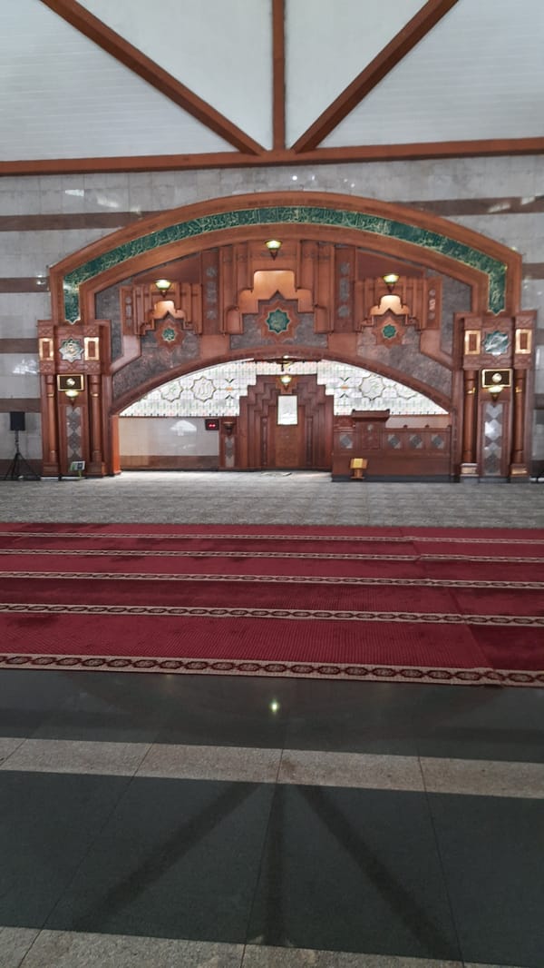 Inside and around a grand mosque in Bandung