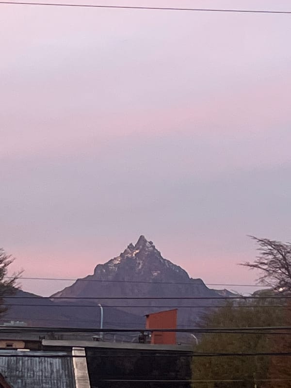 Twilight mountain landscape observed in Ushuaia, Argentina