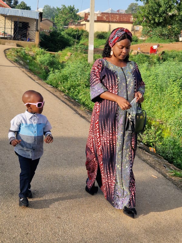 Morning life in a hillside residential community