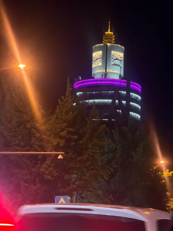 Nighttime scenes documented around illuminated Linghe Tower in Jinzhou, China