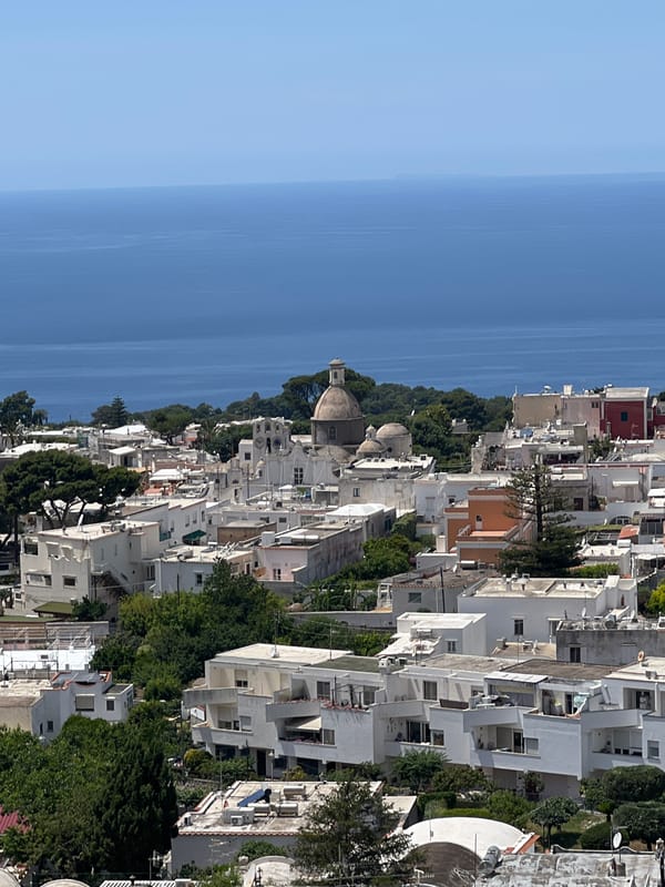 Tourist captures scenic Anacapri views via chairlift tour