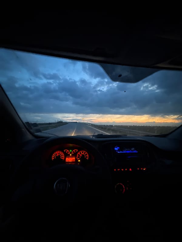 Nighttime highway drive recorded near Skutare, Bulgaria