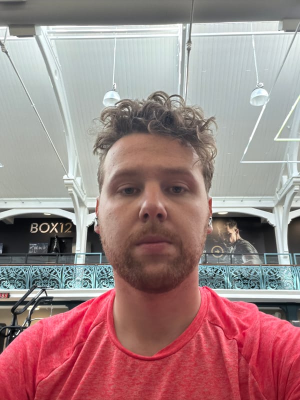 Person in red shirt captured at London gym
