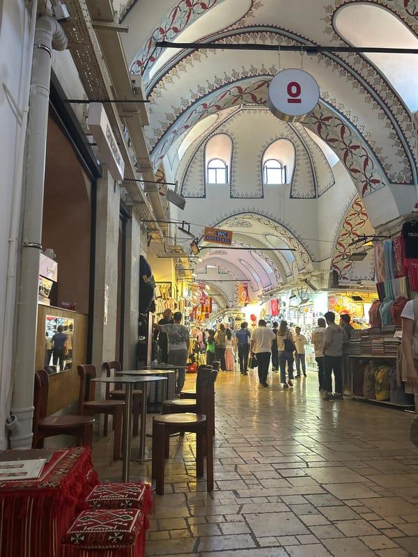 Tourist documents Grand Bazaar visit, Turkish coffee culture in Istanbul