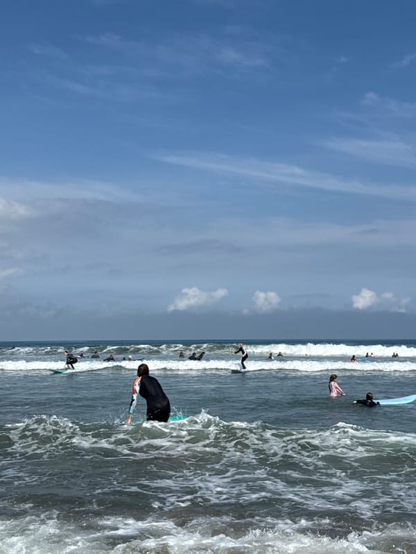 Early morning surf and skate activity documented in Kuta