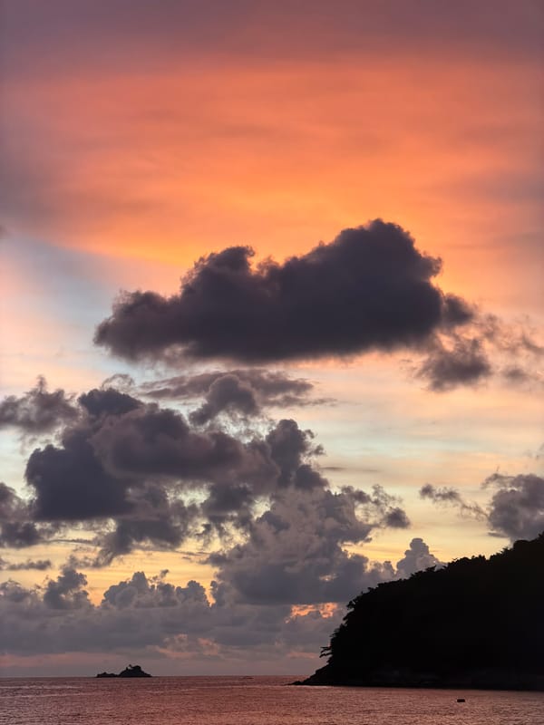 Beach camping and sunset gathering documented in Choeng Thale